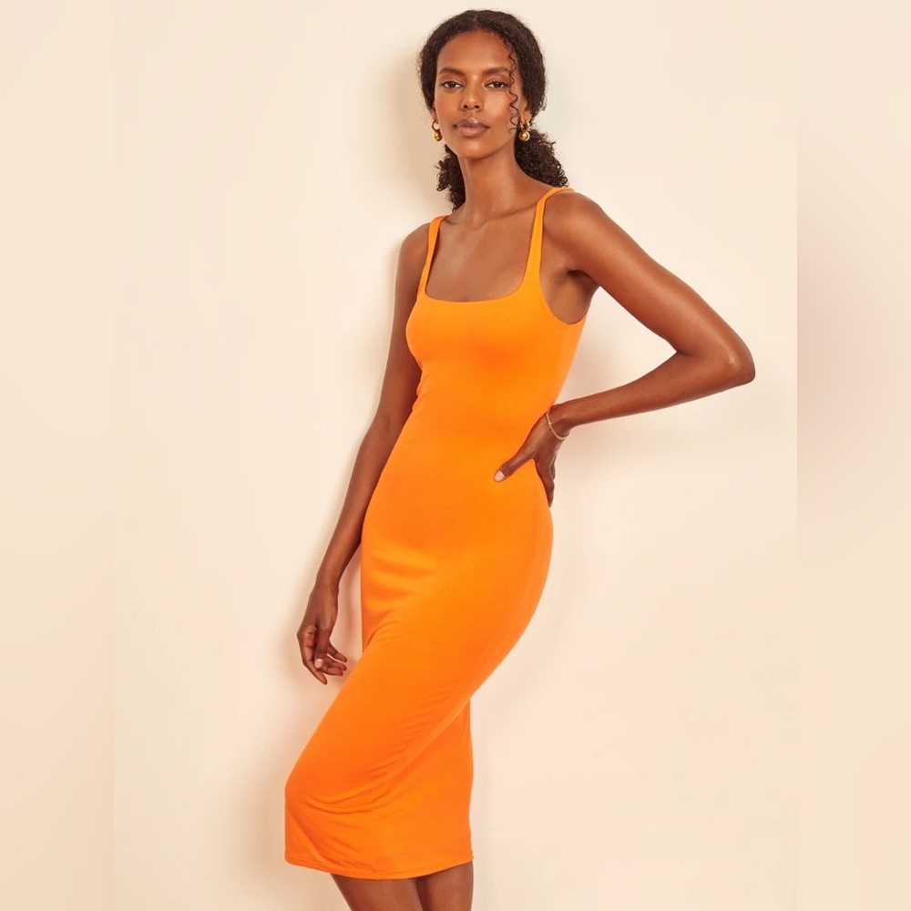 Reformation Aggie Orange Dress
